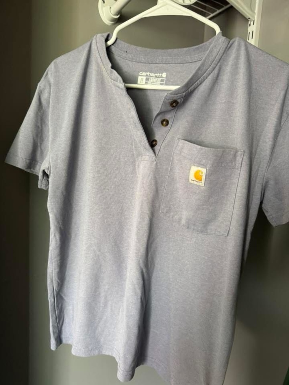 Carhartt Short-Sleeve Henley Pocket Tee — Light Blue